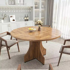 Contemporary Round Dining Table  47 Inch Black Wood Table for 4-6, Storage Shelf, Adjustable Feet, Sturdy & Easy to Clean, for Kitchen or Apartment