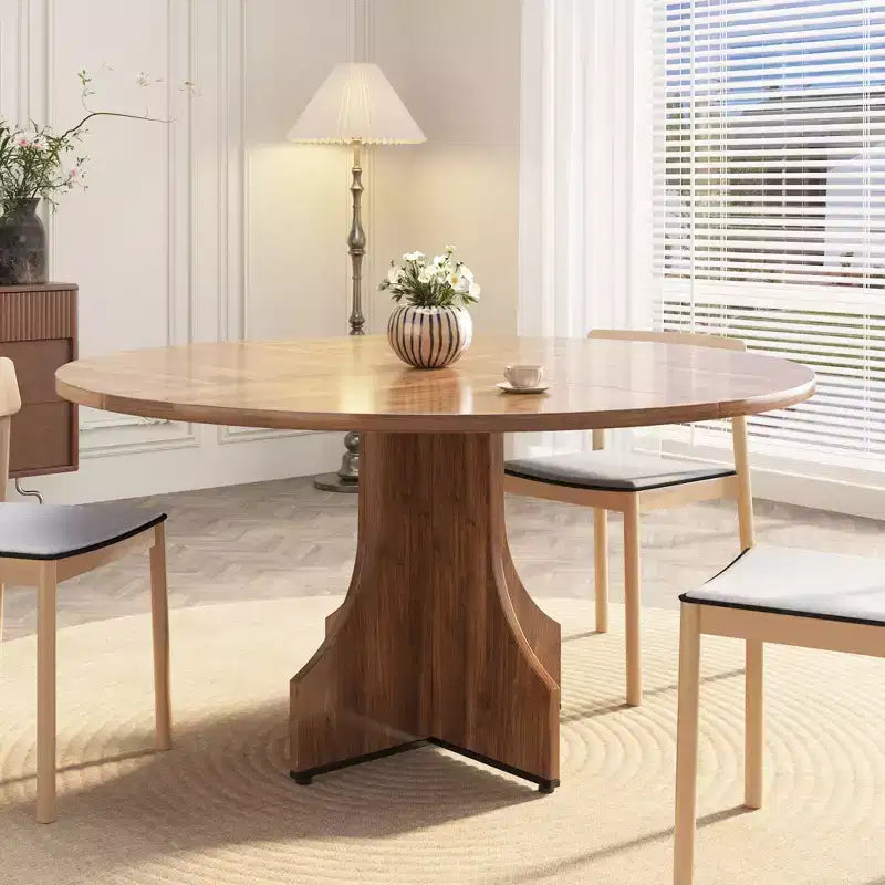 Contemporary Round Dining Table  47 Inch Black Wood Table for 4-6, Storage Shelf, Adjustable Feet, Sturdy & Easy to Clean, for Kitchen or Apartment