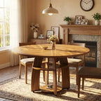 Contemporary Round Dining Table  47 Inch Black Wood Table for 4-6, Storage Shelf, Adjustable Feet, Sturdy & Easy to Clean, for Kitchen or Apartment