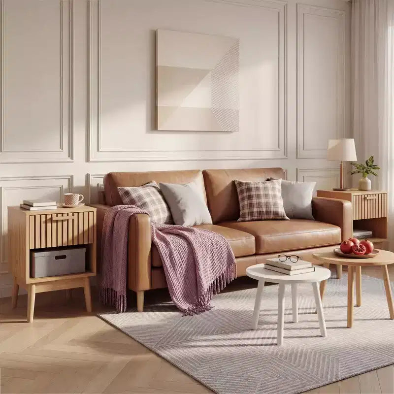 Table de chevet bohème avec tiroir à lattes en bois et étagère ouverte, petite table d'appoint pour chambre, salon et dortoir, idéale pour les petits espaces