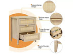 Lot de 2 tables de chevet bohèmes en rotin, tables d'appoint de style ferme avec 3 tiroirs de rangement naturels et pieds en bois, tables d'appoint modernes pour chambre et salon