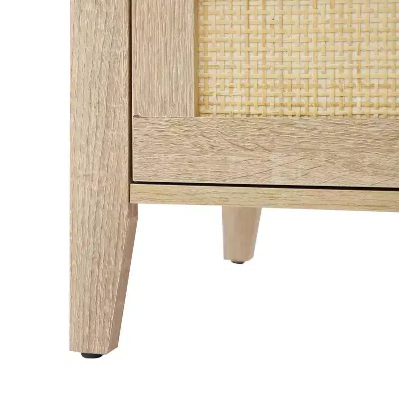 Lot de 2 tables de chevet bohèmes en rotin, tables d'appoint de style ferme avec 3 tiroirs de rangement naturels et pieds en bois, tables d'appoint modernes pour chambre et salon