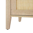 Lot de 2 tables de chevet bohèmes en rotin, tables d'appoint de style ferme avec 3 tiroirs de rangement naturels et pieds en bois, tables d'appoint modernes pour chambre et salon