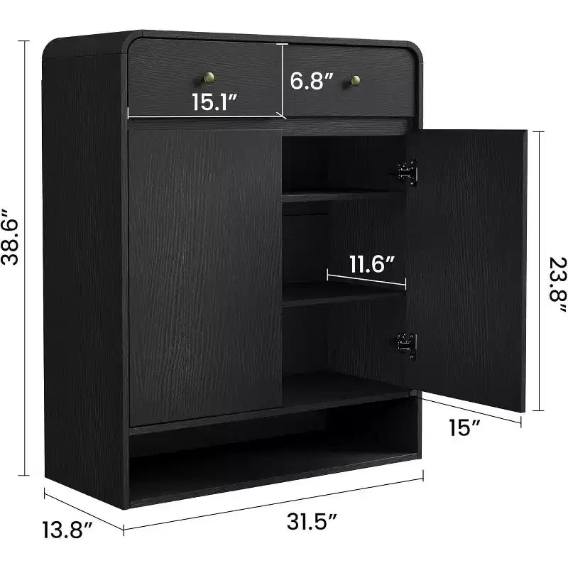 Meuble de rangement à chaussures de 80 cm, 2 portes, 2 tiroirs, organisateur autoportant pour entrée, pour couloir, salon