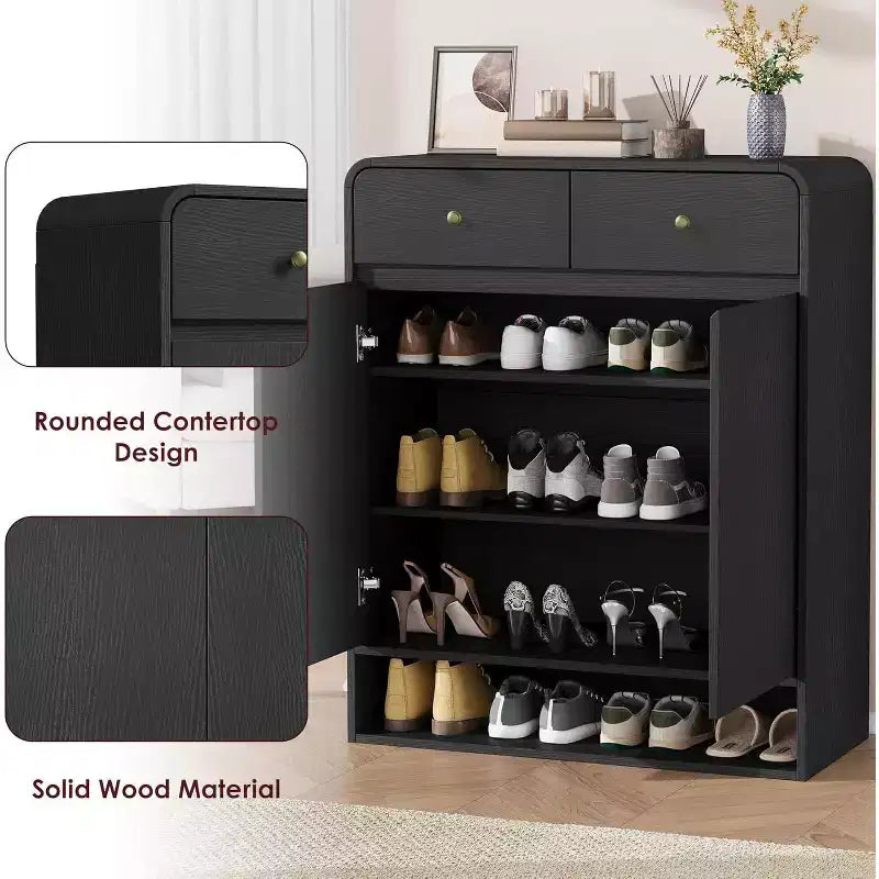 Meuble de rangement à chaussures de 80 cm, 2 portes, 2 tiroirs, organisateur autoportant pour entrée, pour couloir, salon