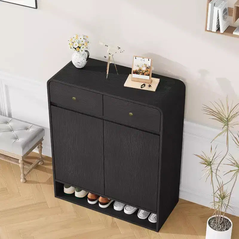 Meuble de rangement à chaussures de 80 cm, 2 portes, 2 tiroirs, organisateur autoportant pour entrée, pour couloir, salon