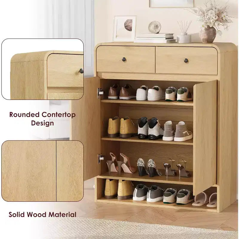 Meuble de rangement à chaussures de 80 cm, 2 portes, 2 tiroirs, organisateur autoportant pour entrée, pour couloir, salon