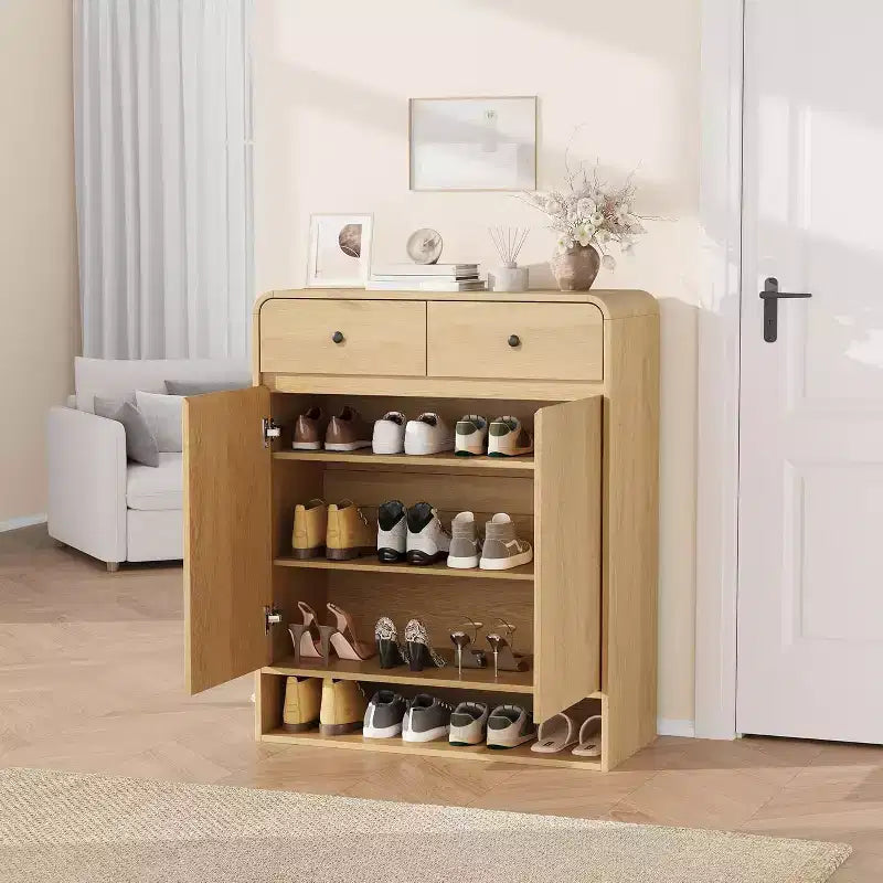 Meuble de rangement à chaussures de 80 cm, 2 portes, 2 tiroirs, organisateur autoportant pour entrée, pour couloir, salon