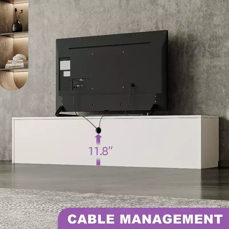 Meuble TV moderne ATJafurn pour téléviseurs de 65/70/75/85 pouces, meuble TV en bois avec rangement et tiroirs pour salon