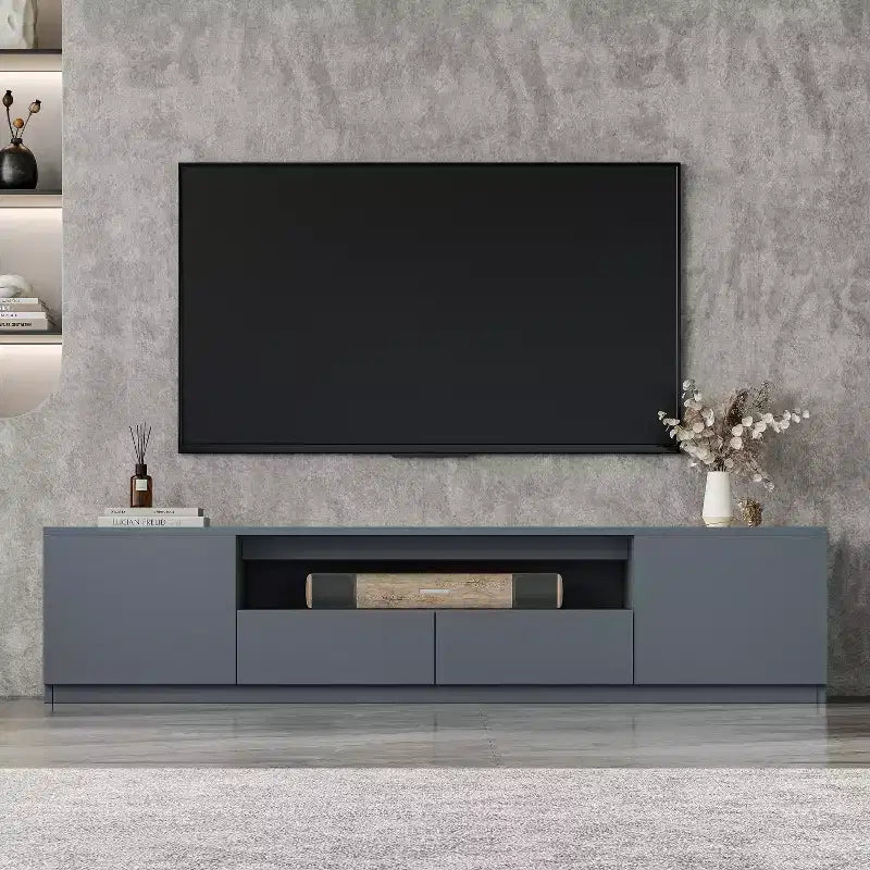 Meuble TV moderne ATJafurn pour téléviseurs de 65/70/75/85 pouces, meuble TV en bois avec rangement et tiroirs pour salon