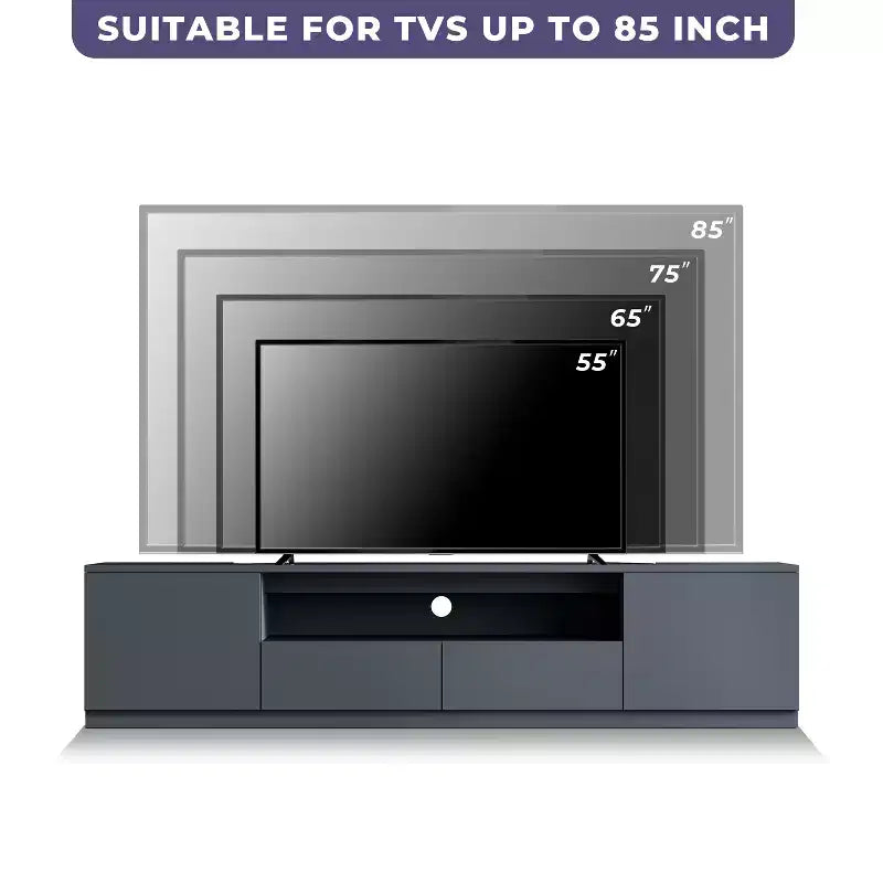 Meuble TV moderne ATJafurn pour téléviseurs de 65/70/75/85 pouces, meuble TV en bois avec rangement et tiroirs pour salon