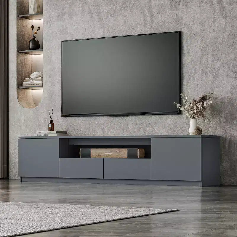 ATJafurn Modern TV Stand for 65/70/75/85 inch TV, Wooden Entertainment Center Media Console with Storage and Drawers for Living Room