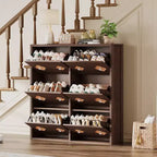 Flip Drawer Shoe Cabinet, Large Capacity Shoe Storage Organizer with Hidden Compartments, Narrow Tipping Bucket Shoe Rack for Entryway Hallway