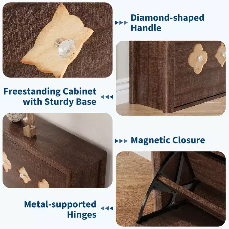 Flip Drawer Shoe Cabinet, Large Capacity Shoe Storage Organizer with Hidden Compartments, Narrow Tipping Bucket Shoe Rack for Entryway Hallway