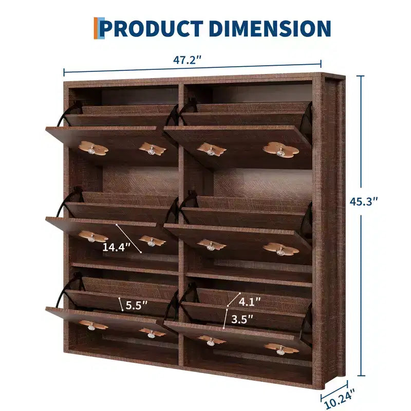 Flip Drawer Shoe Cabinet, Large Capacity Shoe Storage Organizer with Hidden Compartments, Narrow Tipping Bucket Shoe Rack for Entryway Hallway