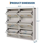 Flip Drawer Shoe Cabinet, Large Capacity Shoe Storage Organizer with Hidden Compartments, Narrow Tipping Bucket Shoe Rack for Entryway Hallway