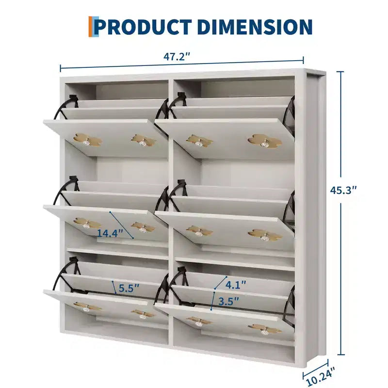 Flip Drawer Shoe Cabinet, Large Capacity Shoe Storage Organizer with Hidden Compartments, Narrow Tipping Bucket Shoe Rack for Entryway Hallway