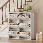 Flip Drawer Shoe Cabinet, Large Capacity Shoe Storage Organizer with Hidden Compartments, Narrow Tipping Bucket Shoe Rack for Entryway Hallway