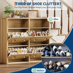 Flip Drawer Shoe Cabinet, Large Capacity Shoe Storage Organizer with Hidden Compartments, Narrow Tipping Bucket Shoe Rack for Entryway Hallway