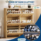 Flip Drawer Shoe Cabinet, Large Capacity Shoe Storage Organizer with Hidden Compartments, Narrow Tipping Bucket Shoe Rack for Entryway Hallway