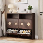 Flip Drawer Shoe Cabinet, Large Capacity Shoe Storage Organizer with Hidden Compartments, Narrow Tipping Bucket Shoe Rack for Entryway Hallway