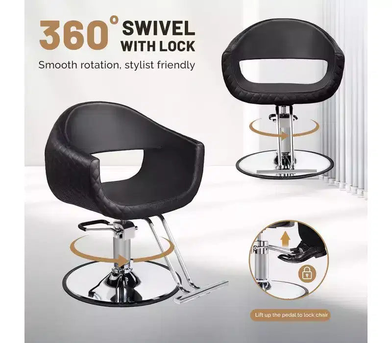 Karl Home Eye-catching Rhombus Stitch Pattern Extra Wide Seat Hair Stylist Salon Chair