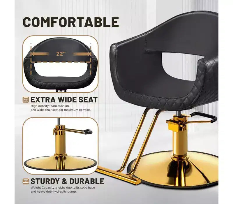 Karl Home Eye-catching Rhombus Stitch Pattern Extra Wide Seat Hair Stylist Salon Chair