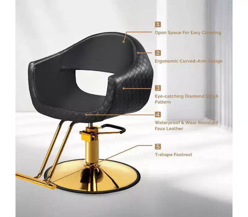 Karl Home Eye-catching Rhombus Stitch Pattern Extra Wide Seat Hair Stylist Salon Chair