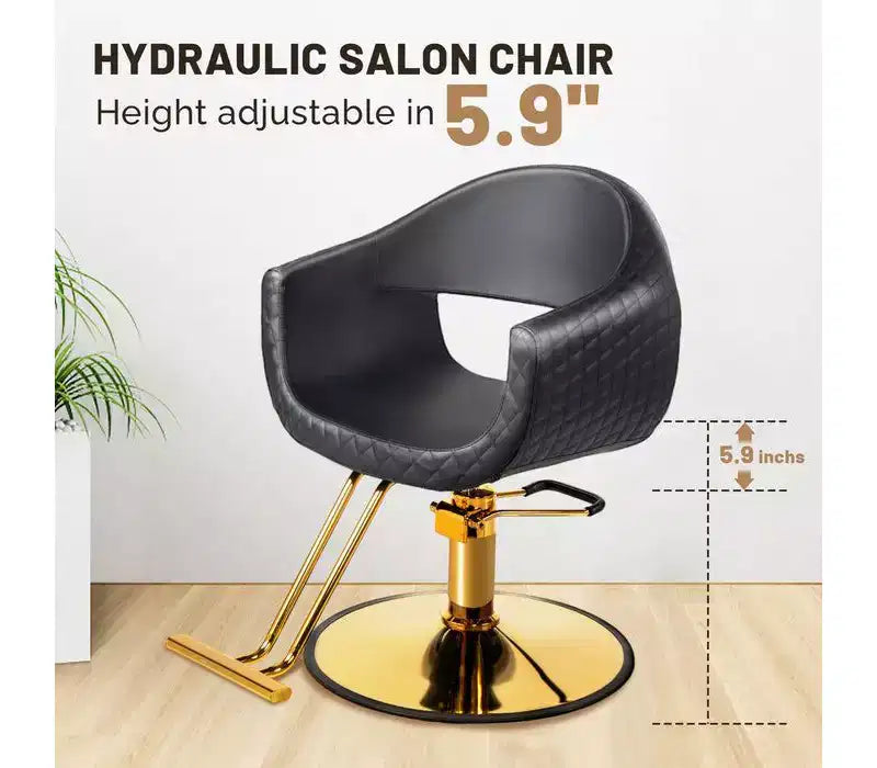 Karl Home Eye-catching Rhombus Stitch Pattern Extra Wide Seat Hair Stylist Salon Chair