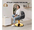 Karl Home Eye-catching Rhombus Stitch Pattern Extra Wide Seat Hair Stylist Salon Chair