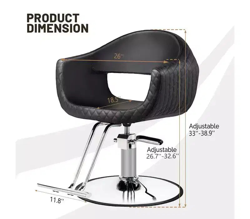 Karl Home Eye-catching Rhombus Stitch Pattern Extra Wide Seat Hair Stylist Salon Chair