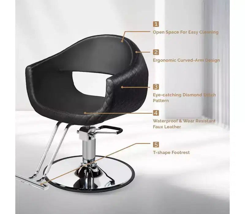 Karl Home Eye-catching Rhombus Stitch Pattern Extra Wide Seat Hair Stylist Salon Chair