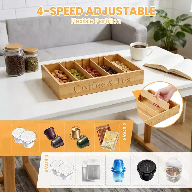 Support à dosettes de café en bois pour comptoir, organiseur de dosettes K en bois naturel, peut contenir plus de 30 dosettes/sachets de thé, décoration de station de café peu encombrante