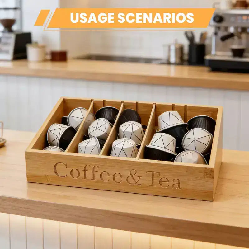 Support à dosettes de café en bois pour comptoir, organiseur de dosettes K en bois naturel, peut contenir plus de 30 dosettes/sachets de thé, décoration de station de café peu encombrante