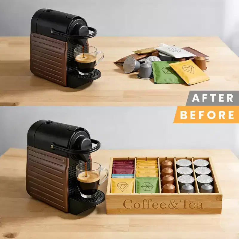 Support à dosettes de café en bois pour comptoir, organiseur de dosettes K en bois naturel, peut contenir plus de 30 dosettes/sachets de thé, décoration de station de café peu encombrante