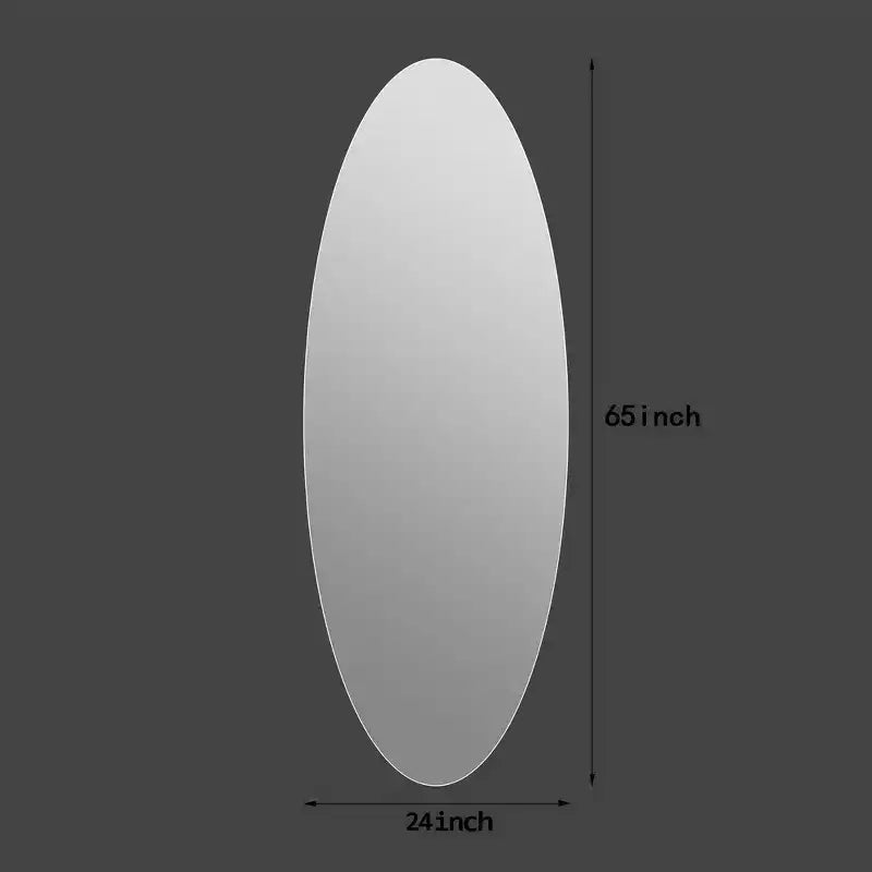 Miroir ovale pleine longueur Whisen 65 x 24, Miroir mural en verre argenté sans cuivre incassable pour entrée, chambre et salon