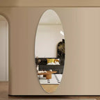 Miroir ovale pleine longueur Whisen 65 x 24, Miroir mural en verre argenté sans cuivre incassable pour entrée, chambre et salon