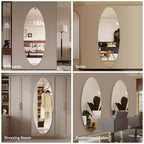 Miroir ovale pleine longueur Whisen 65 x 24, Miroir mural en verre argenté sans cuivre incassable pour entrée, chambre et salon
