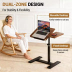 Bureau d'ordinateur portable mobile à hauteur réglable avec plateau inclinable - Station de travail roulante et chariot informatique pour bureau à domicile et salle de classe - Conception compacte