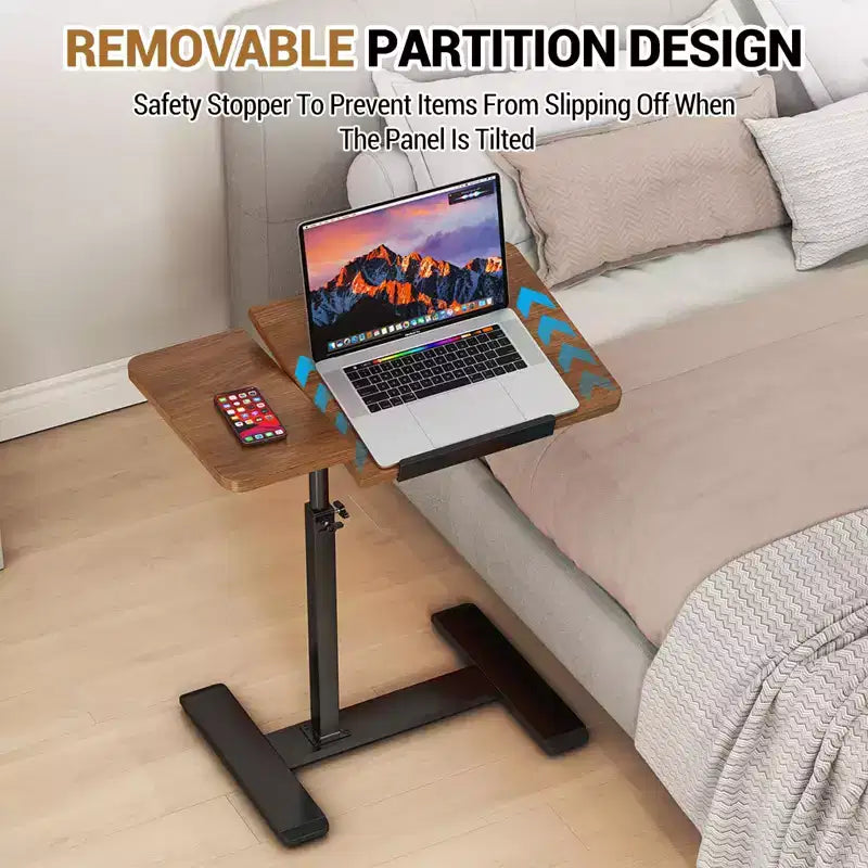 Bureau d'ordinateur portable mobile à hauteur réglable avec plateau inclinable - Station de travail roulante et chariot informatique pour bureau à domicile et salle de classe - Conception compacte
