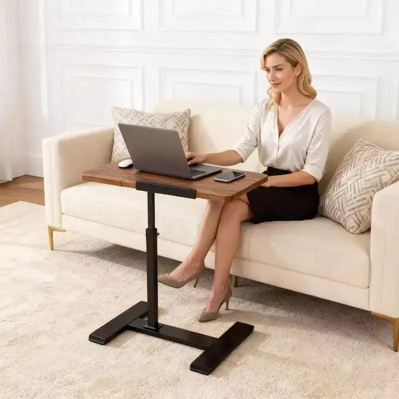 Bureau d'ordinateur portable mobile à hauteur réglable avec plateau inclinable - Station de travail roulante et chariot informatique pour bureau à domicile et salle de classe - Conception compacte