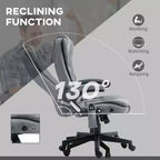 Fauteuil de bureau massant et chauffant à 6 points de vibration, Chaise de bureau massante à dossier haut en lin avec dossier inclinable