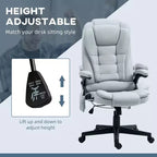 Fauteuil de bureau massant et chauffant à 6 points de vibration, Chaise de bureau massante à dossier haut en lin avec dossier inclinable