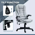 Fauteuil de bureau massant et chauffant à 6 points de vibration, Chaise de bureau massante à dossier haut en lin avec dossier inclinable