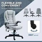 Fauteuil de bureau massant et chauffant à 6 points de vibration, Chaise de bureau massante à dossier haut en lin avec dossier inclinable