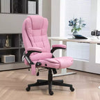 Fauteuil de bureau massant et chauffant à 6 points de vibration, Chaise de bureau massante à dossier haut en lin avec dossier inclinable