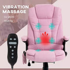 Fauteuil de bureau massant et chauffant à 6 points de vibration, Chaise de bureau massante à dossier haut en lin avec dossier inclinable
