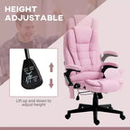 Fauteuil de bureau massant et chauffant à 6 points de vibration, Chaise de bureau massante à dossier haut en lin avec dossier inclinable