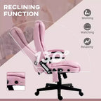 Fauteuil de bureau massant et chauffant à 6 points de vibration, Chaise de bureau massante à dossier haut en lin avec dossier inclinable