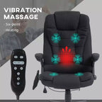 Fauteuil de bureau massant et chauffant à 6 points de vibration, Chaise de bureau massante à dossier haut en lin avec dossier inclinable